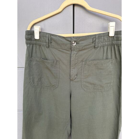 Zara Womens Barrel Leg Pants Army Green Utility Boho Casual Sz L Light Weight - Picture 2 of 8